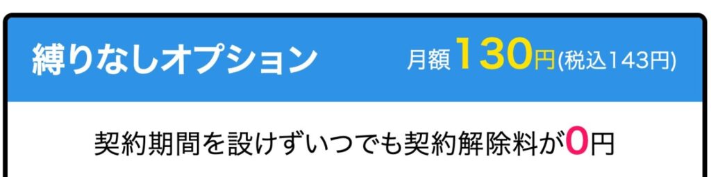 縛りなしオプションが143円と安い
